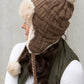 Cable Weave Pom Trapper Hat