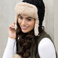 Cable Weave Pom Trapper Hat