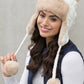 Cable Weave Pom Trapper Hat