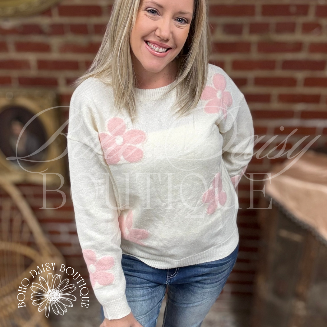 Pink Daisy Sweater