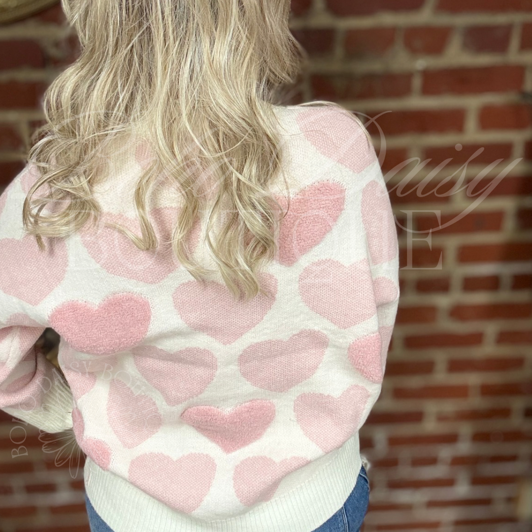 Heart Sweater with faux Pearl Detailing