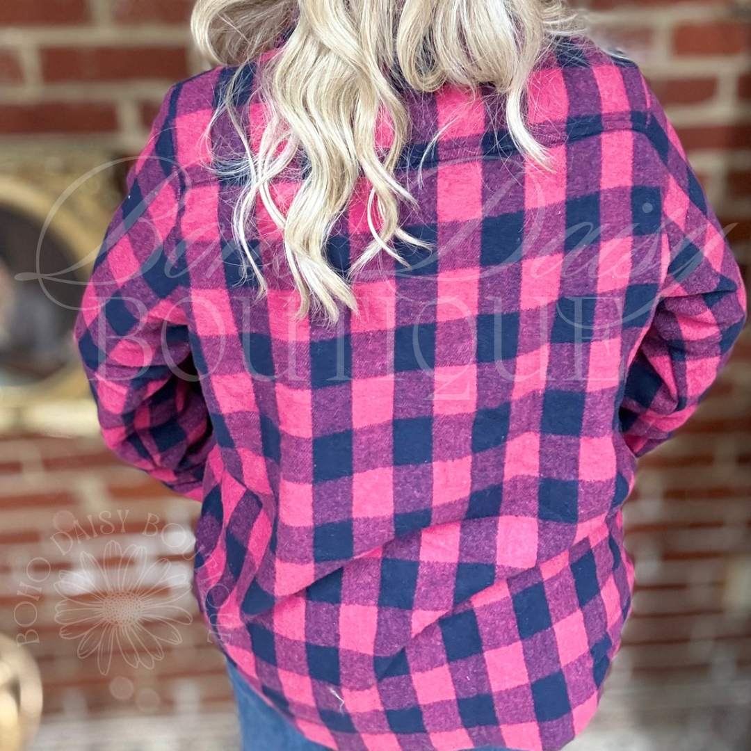 Pink Plaid Lined Jacket / Shacket