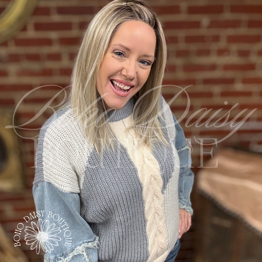 Colorado Mixed Knit Denim Sweater